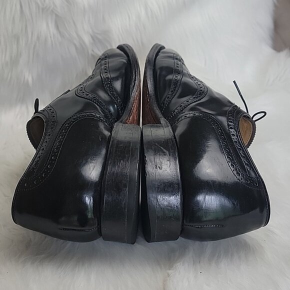 JOHNSTON & MURPHY Black Leather Wingtip Lace Up Oxford Office Formal Shoes 13D/B main image 5